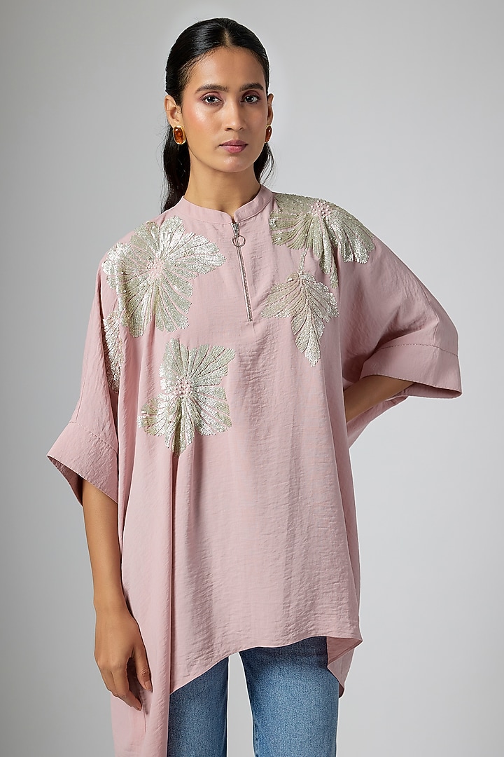 Blush Pink Georgette Tunic by Namrata Joshipura at Pernia's Pop Up Shop