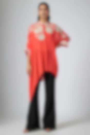 Red Georgette Tunic by Namrata Joshipura at Pernia's Pop Up Shop