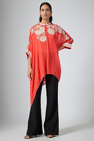 Red Georgette Tunic by Namrata Joshipura