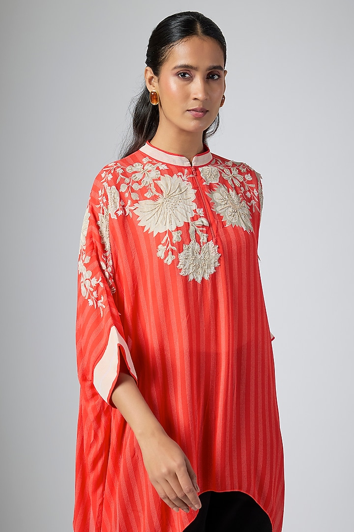 Red Georgette Tunic by Namrata Joshipura at Pernia's Pop Up Shop