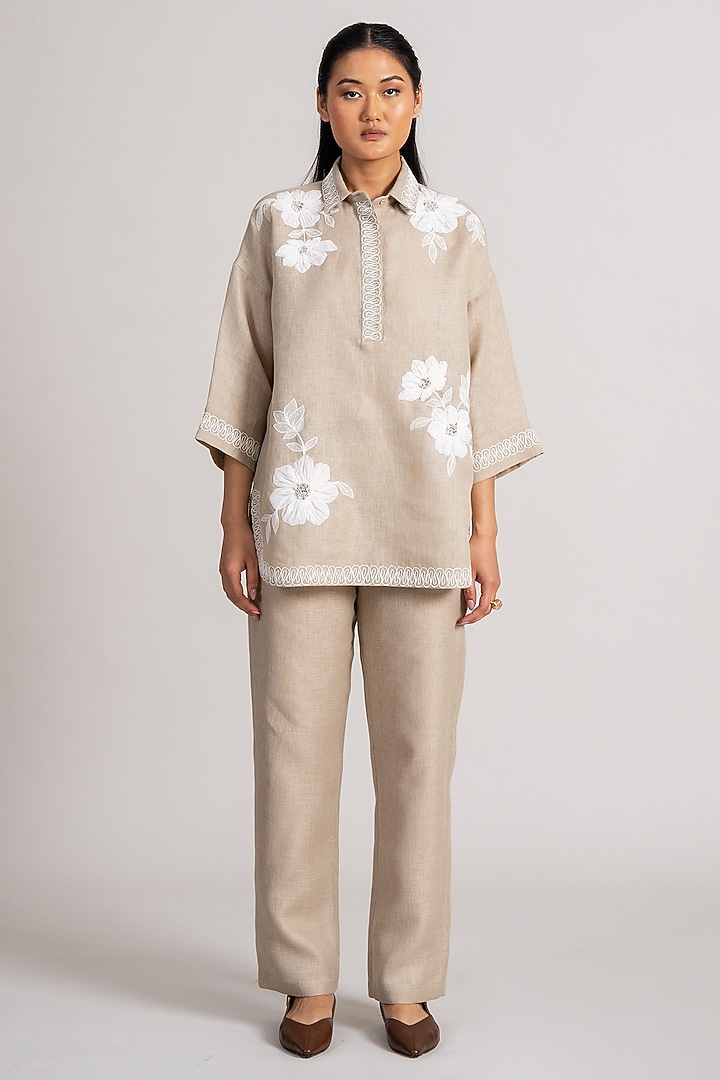 Sand-Colored Linen Co-Ord Set by Namrata Joshipura at Pernia's Pop Up Shop