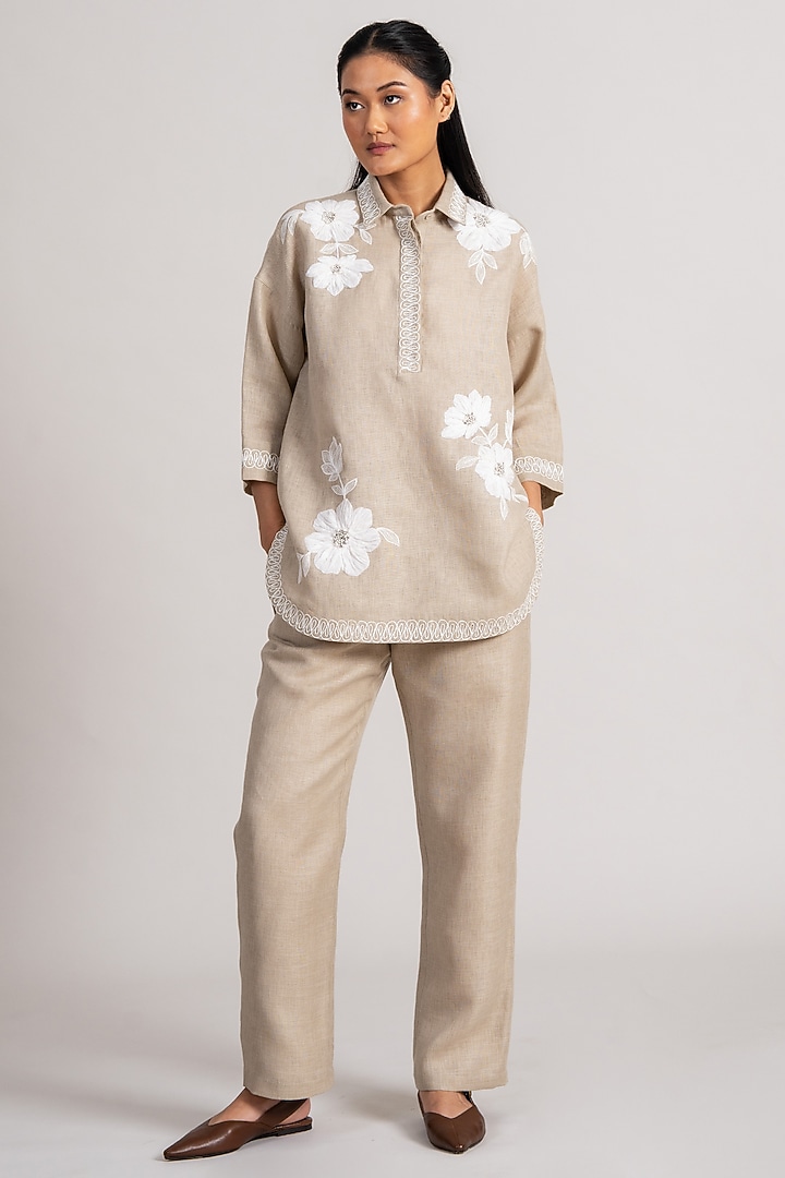 Sand-Colored Linen Co-Ord Set by Namrata Joshipura at Pernia's Pop Up Shop
