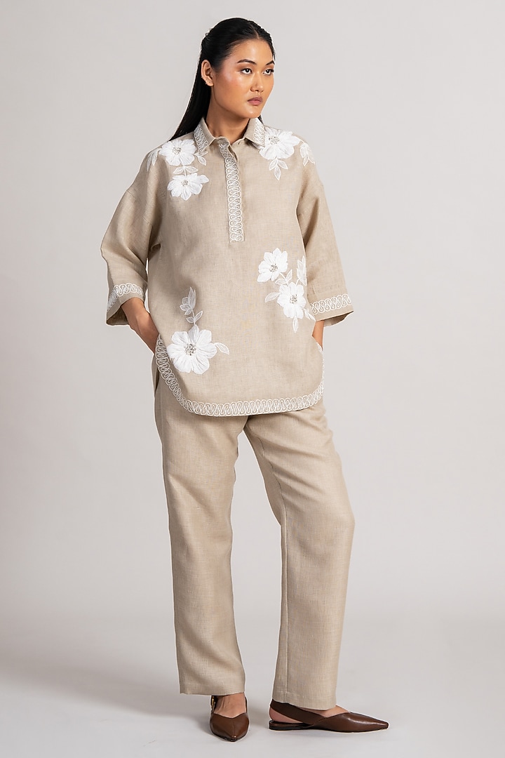 Sand-Colored Linen Co-Ord Set by Namrata Joshipura at Pernia's Pop Up Shop