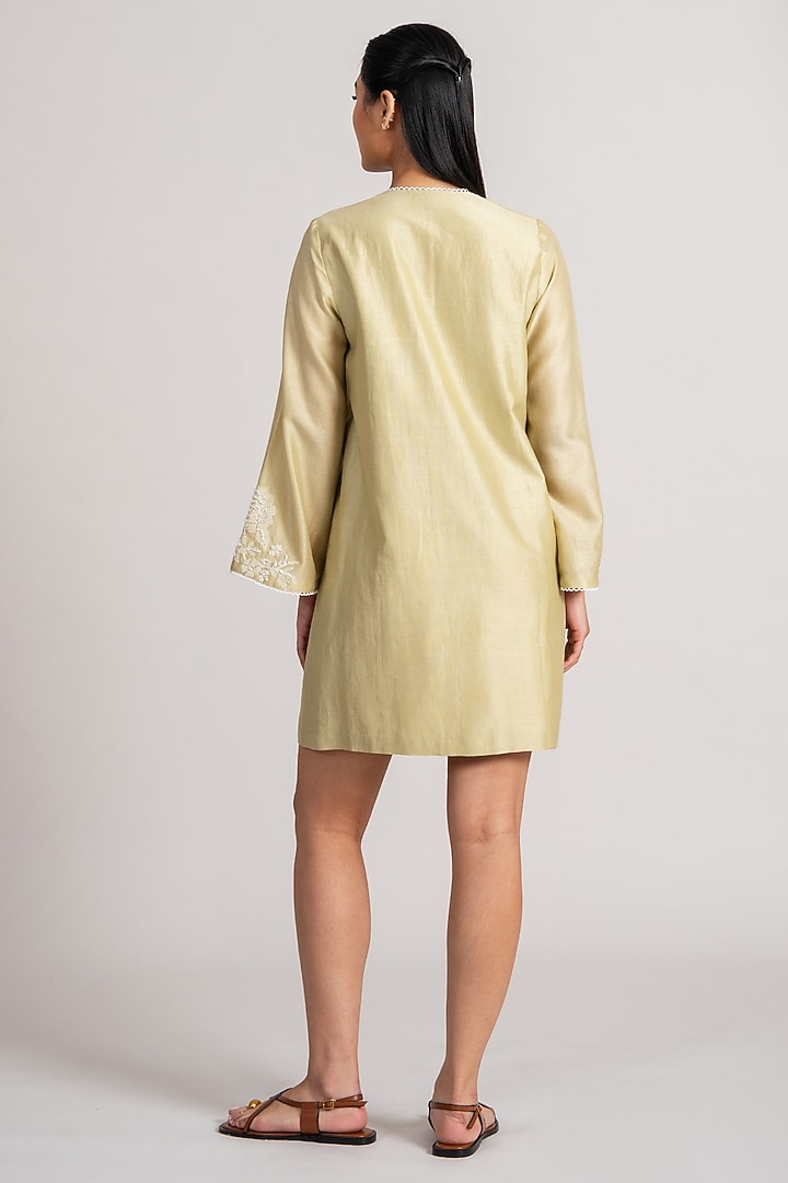 Mint Green Chanderi Silk Mini Cocktail Dress by Namrata Joshipura at Pernia's Pop Up Shop