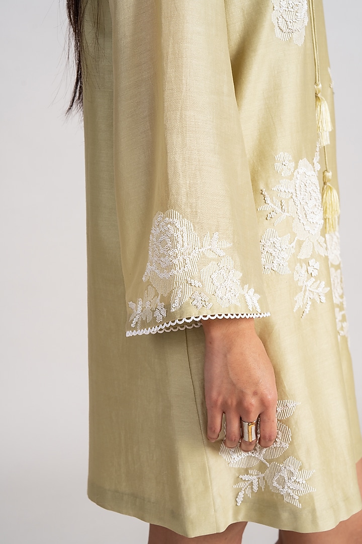 Mint Green Chanderi Silk Mini Cocktail Dress by Namrata Joshipura at Pernia's Pop Up Shop