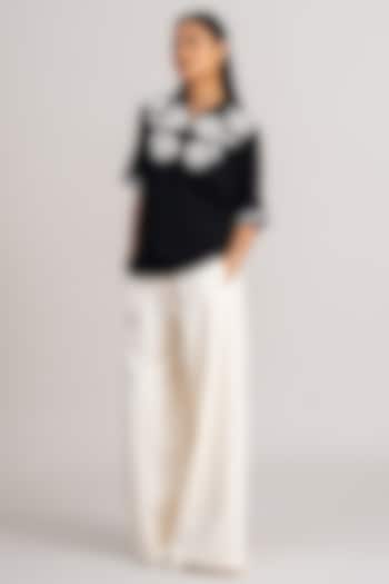 Black Twill Georgette Tie-Up Top by Namrata Joshipura at Pernia's Pop Up Shop