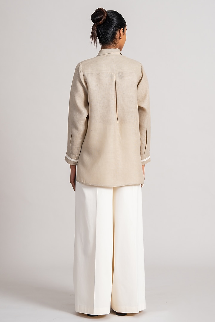 Sand-Colored Linen Tunic With Slip by Namrata Joshipura at Pernia's Pop Up Shop