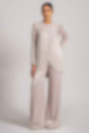 Ivory Shimmer Chiffon Co-Ord Set by Namrata Joshipura at Pernia's Pop Up Shop