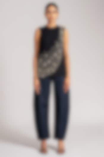 Black Jersey Draped Top by Namrata Joshipura at Pernia's Pop Up Shop