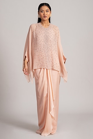 Blush Pink Georgette Kaftan Set by Namrata Joshipura