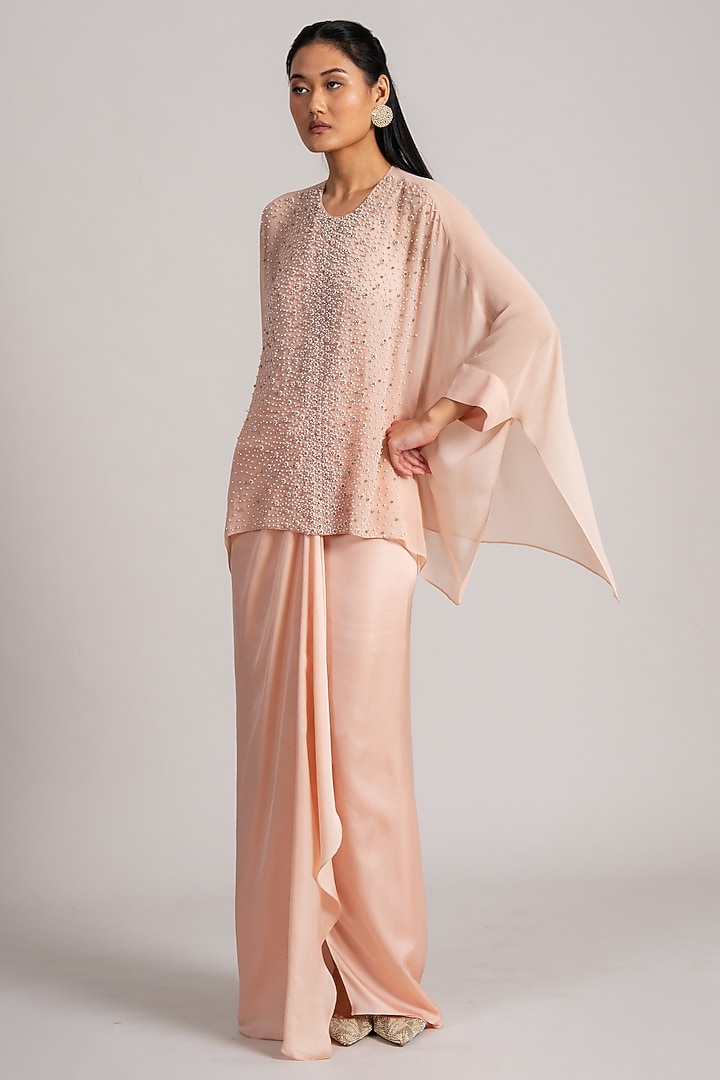 Blush Pink Georgette Kaftan Set by Namrata Joshipura at Pernia's Pop Up Shop