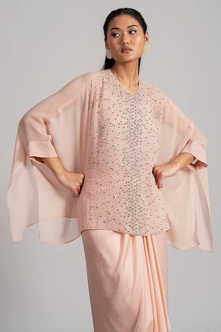 Blush Pink Georgette Kaftan Set by Namrata Joshipura at Pernia's Pop Up Shop