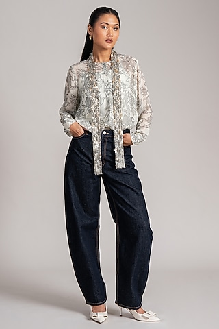Ivory Georgette Top by Namrata Joshipura