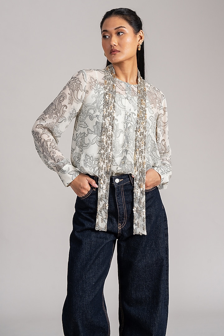 Ivory Georgette Top by Namrata Joshipura at Pernia's Pop Up Shop