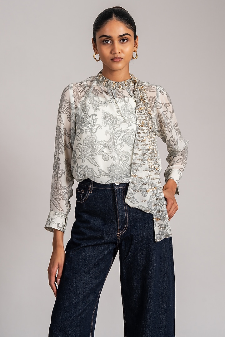 Ivory Georgette Top by Namrata Joshipura at Pernia's Pop Up Shop