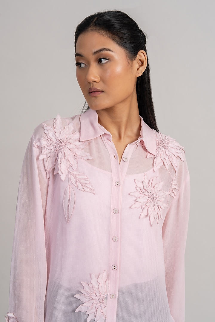 Blush Pink Georgette Boxy Top by Namrata Joshipura at Pernia's Pop Up Shop