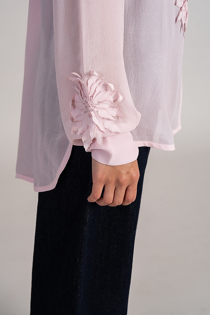 Blush Pink Georgette Boxy Top by Namrata Joshipura at Pernia's Pop Up Shop