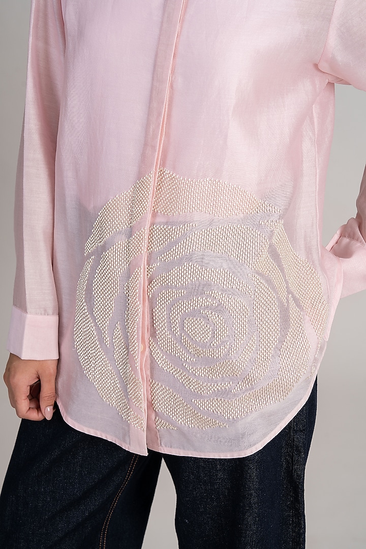 Blush Pink Modal Linen Shirt by Namrata Joshipura at Pernia's Pop Up Shop