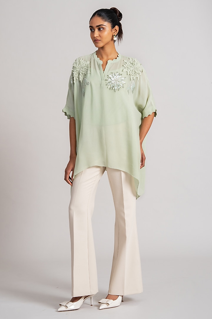 Mint Green Georgette Tunic by Namrata Joshipura at Pernia's Pop Up Shop