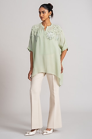 Mint Green Georgette Tunic by Namrata Joshipura