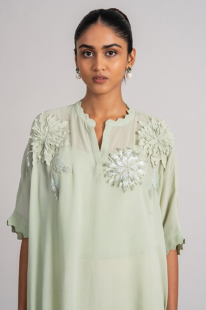 Mint Green Georgette Tunic by Namrata Joshipura at Pernia's Pop Up Shop