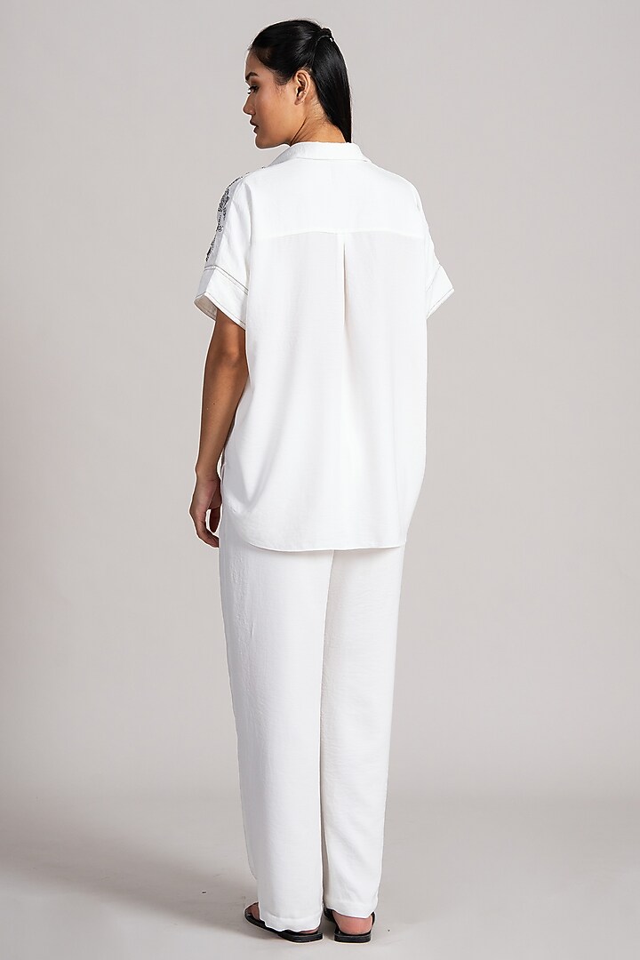 Ivory Twill Georgette Co-Ord Set by Namrata Joshipura at Pernia's Pop Up Shop