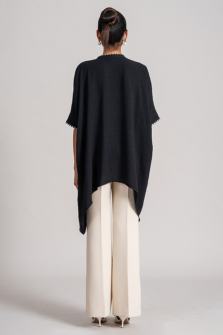 Black Twill Georgette Handkerchief Tunic by Namrata Joshipura at Pernia's Pop Up Shop