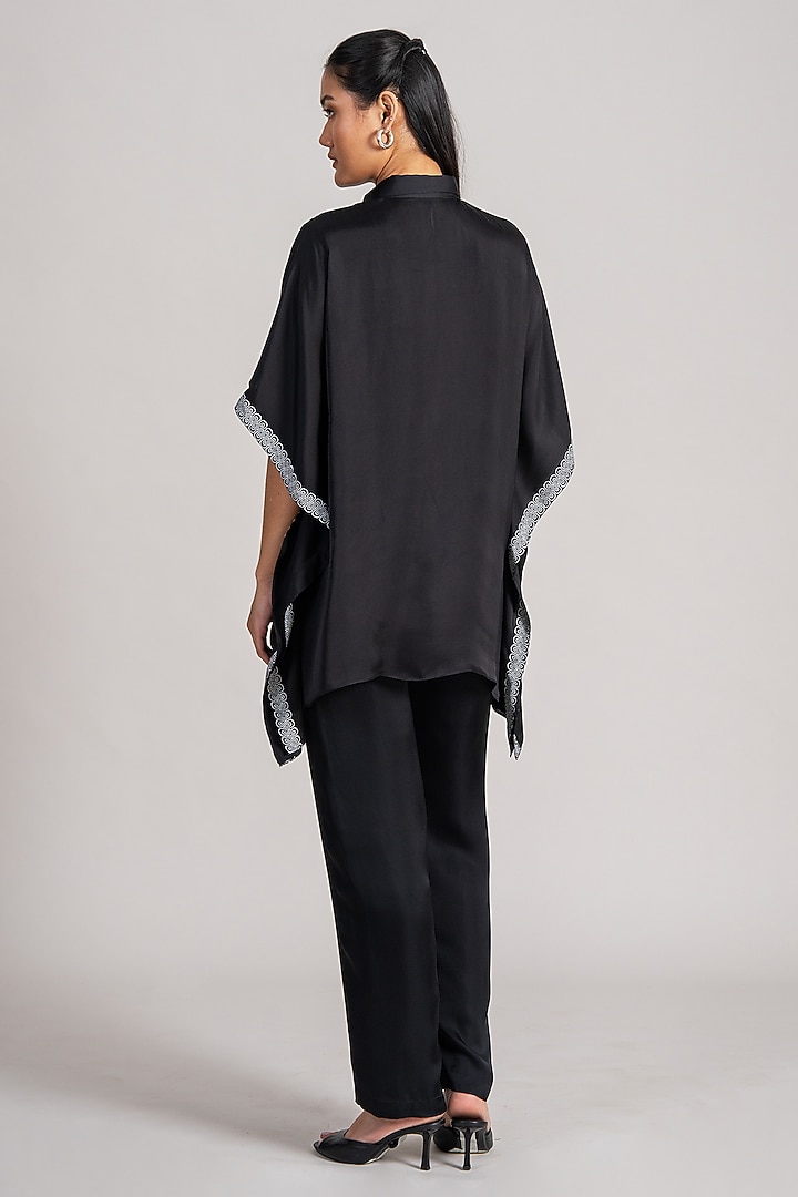Black Cupro Satin Co-Ord Set by Namrata Joshipura at Pernia's Pop Up Shop