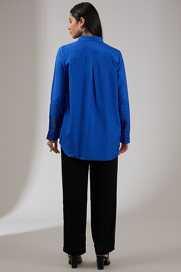Amber Silk Voile Floral Hand & Machine Embellished Shirt by Namrata Joshipura at Pernia's Pop Up Shop