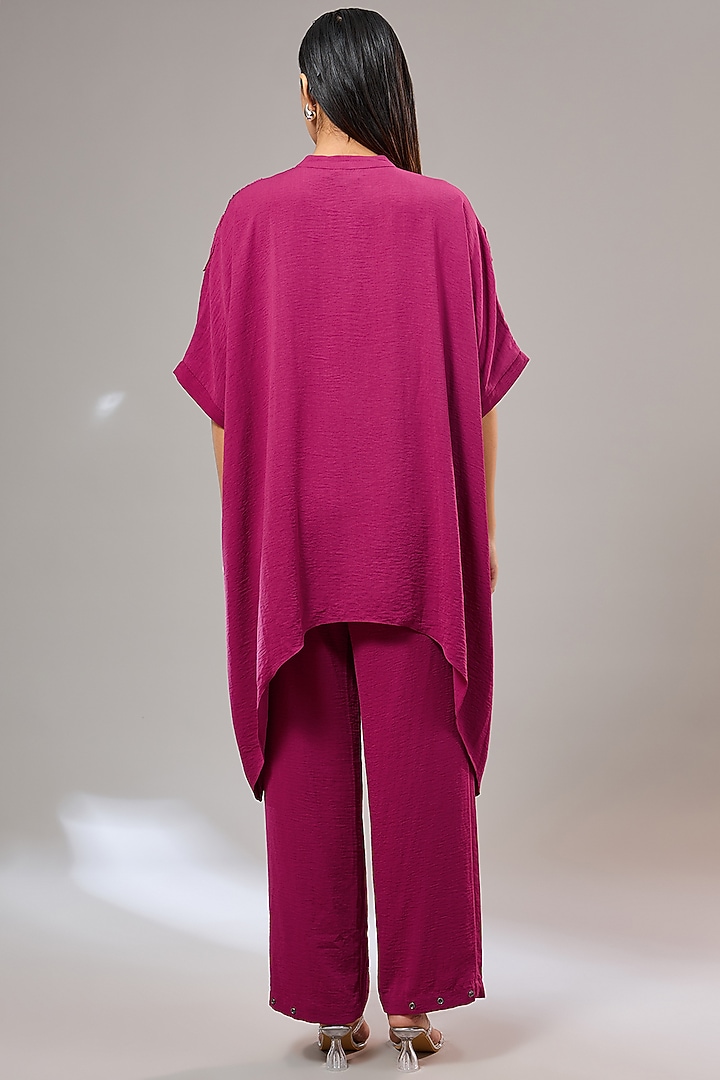 Ruby Textured Crepe Floral Hand & Machine Embellished Shirt by Namrata Joshipura at Pernia's Pop Up Shop