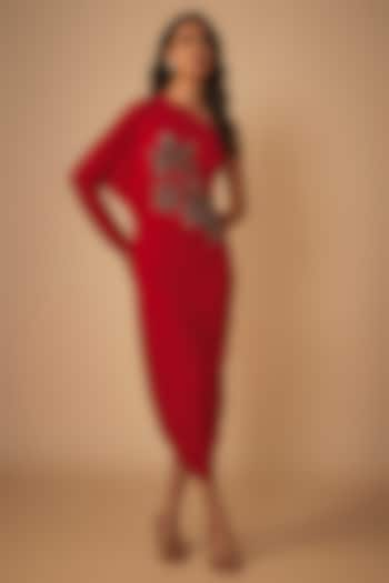 Red Jersey Midi Dress by Namrata Joshipura at Pernia's Pop Up Shop