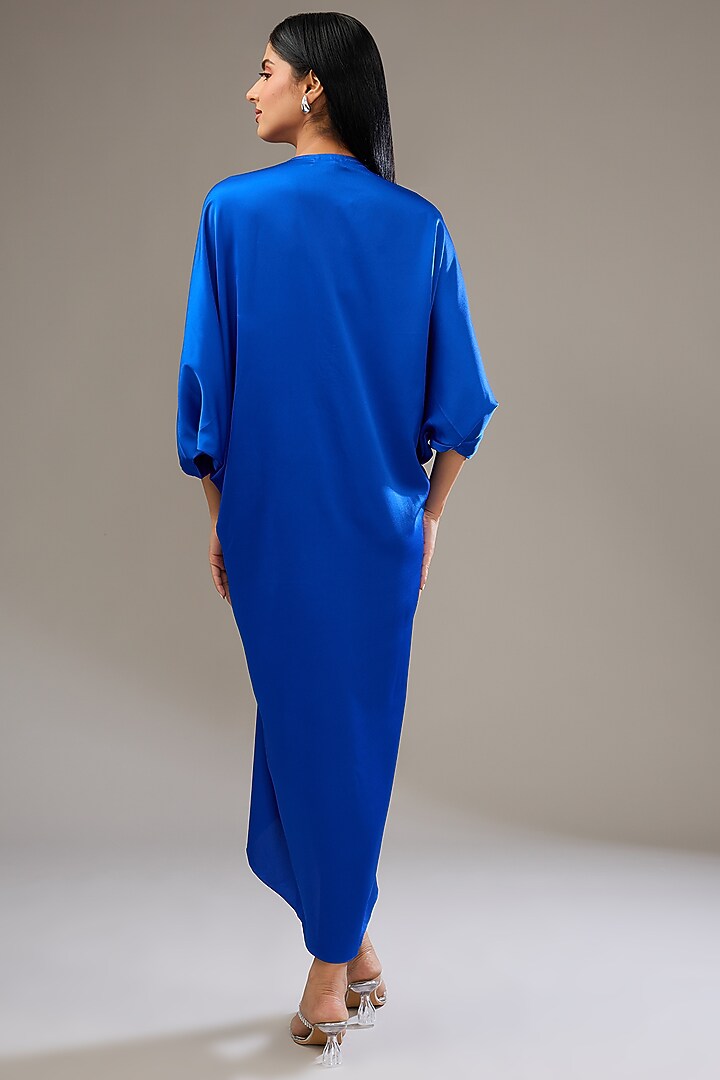 Neptune Blue Nirvana Crepe Vacation Dress by Namrata Joshipura at Pernia's Pop Up Shop