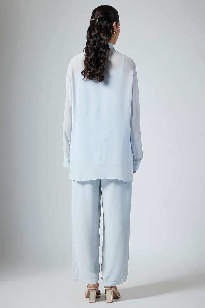 Powder Blue Chanderi Shirt by Namrata Joshipura at Pernia's Pop Up Shop