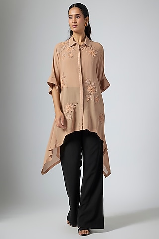 Mocha Brown Cupro Satin Dress by Namrata Joshipura