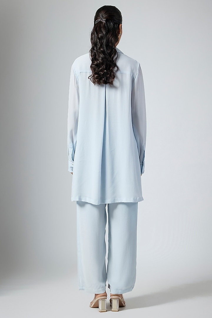 Ice Blue Chanderi Cocktail Dress by Namrata Joshipura at Pernia's Pop Up Shop