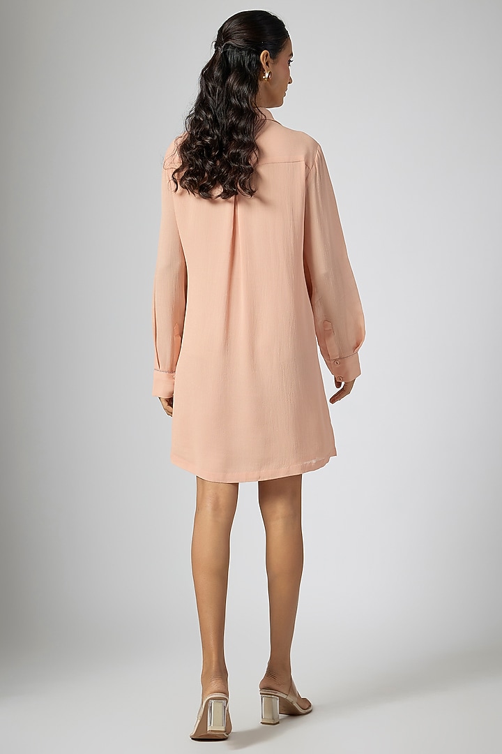 Blush Pink Chanderi Shirt Cocktail Dress by Namrata Joshipura at Pernia's Pop Up Shop