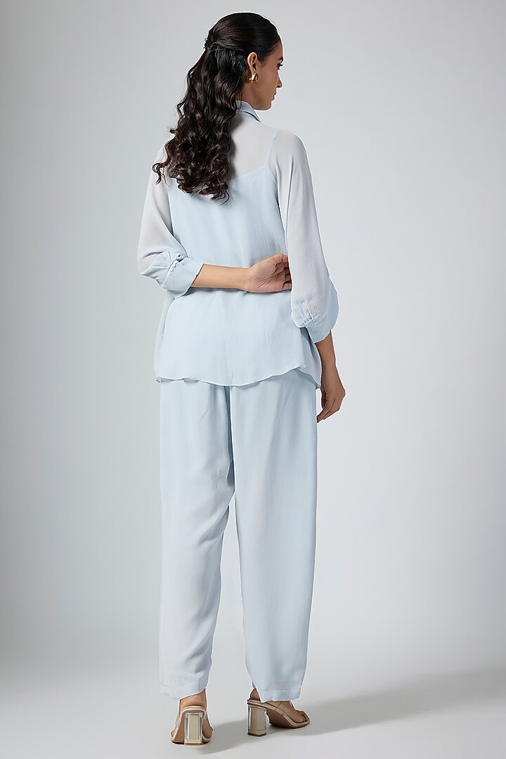 Ice Blue Chanderi Co-Ord Set by Namrata Joshipura at Pernia's Pop Up Shop