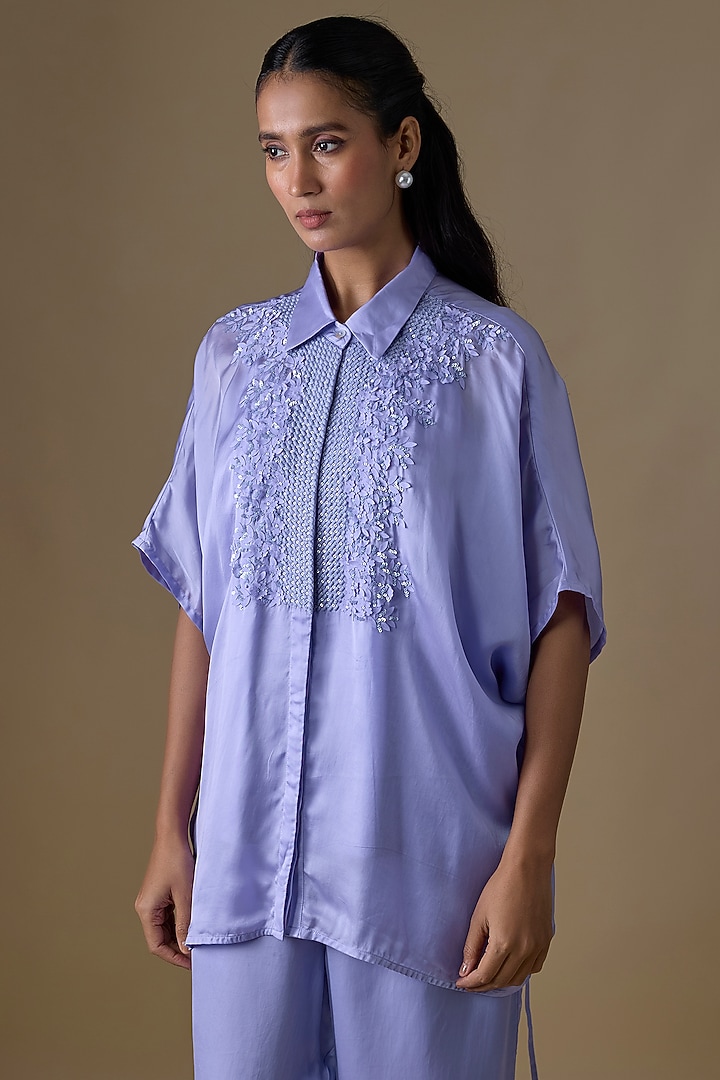 Lavender Satin Co-Ord Set by Namrata Joshipura at Pernia's Pop Up Shop