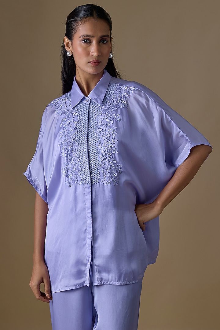 Lavender Satin Co-Ord Set by Namrata Joshipura at Pernia's Pop Up Shop