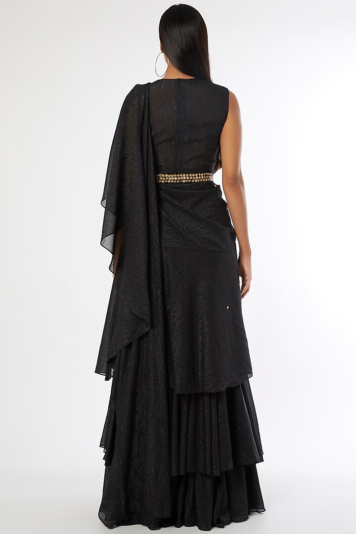 Black Georgette Embellished Wedding Saree by Namrata Joshipura at Pernia's Pop Up Shop