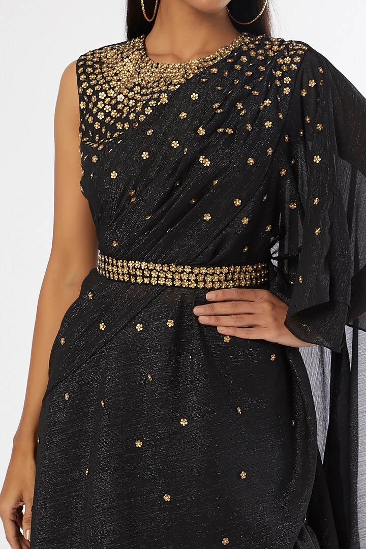 Black Georgette Embellished Wedding Saree by Namrata Joshipura at Pernia's Pop Up Shop
