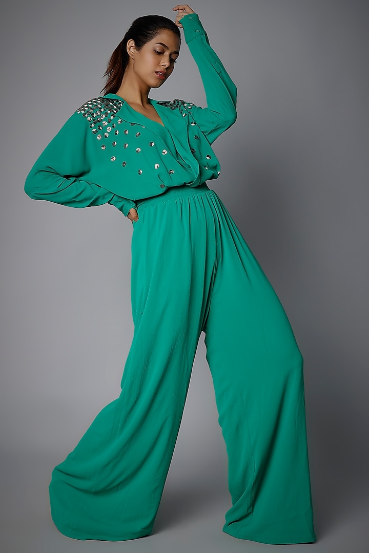 Jade Embellished Jumpsuit by Namrata Joshipura