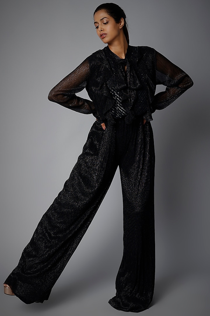 Black Embellished Jumpsuit by Namrata Joshipura