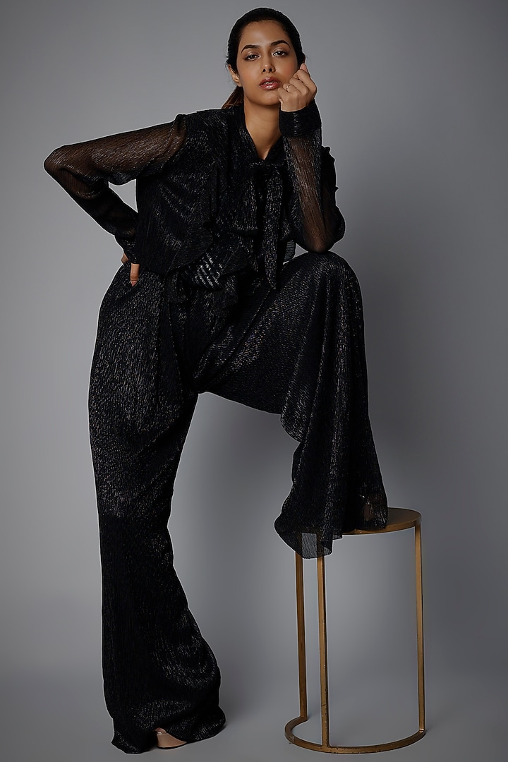 Black Embellished Jumpsuit by Namrata Joshipura at Pernia's Pop Up Shop