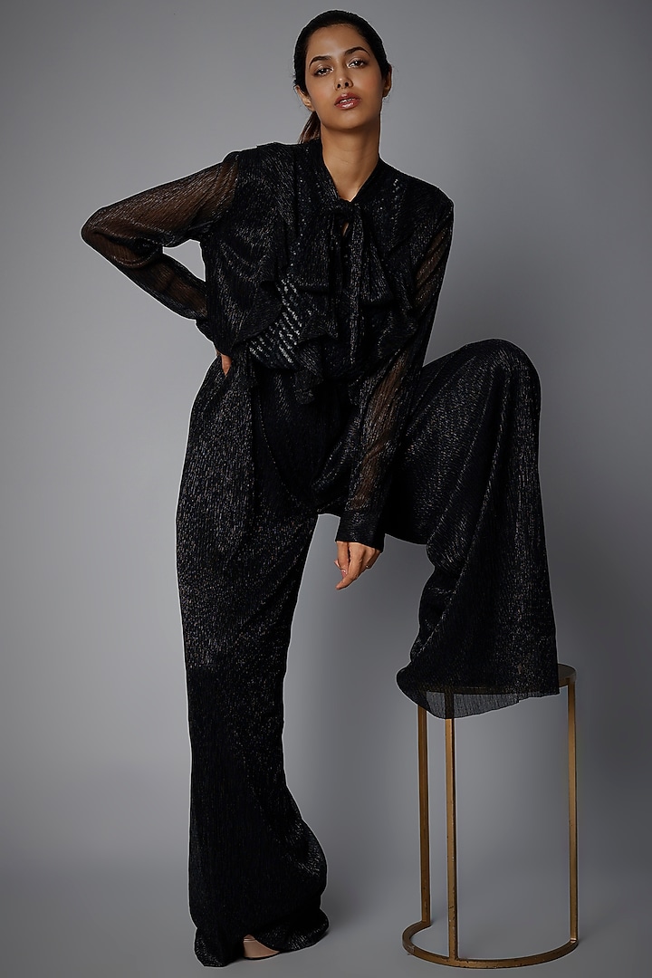 Black Embellished Jumpsuit by Namrata Joshipura at Pernia's Pop Up Shop