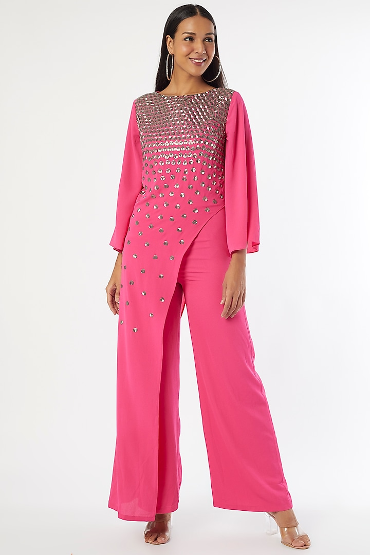 Hot Pink Embellished Jumpsuit by Namrata Joshipura