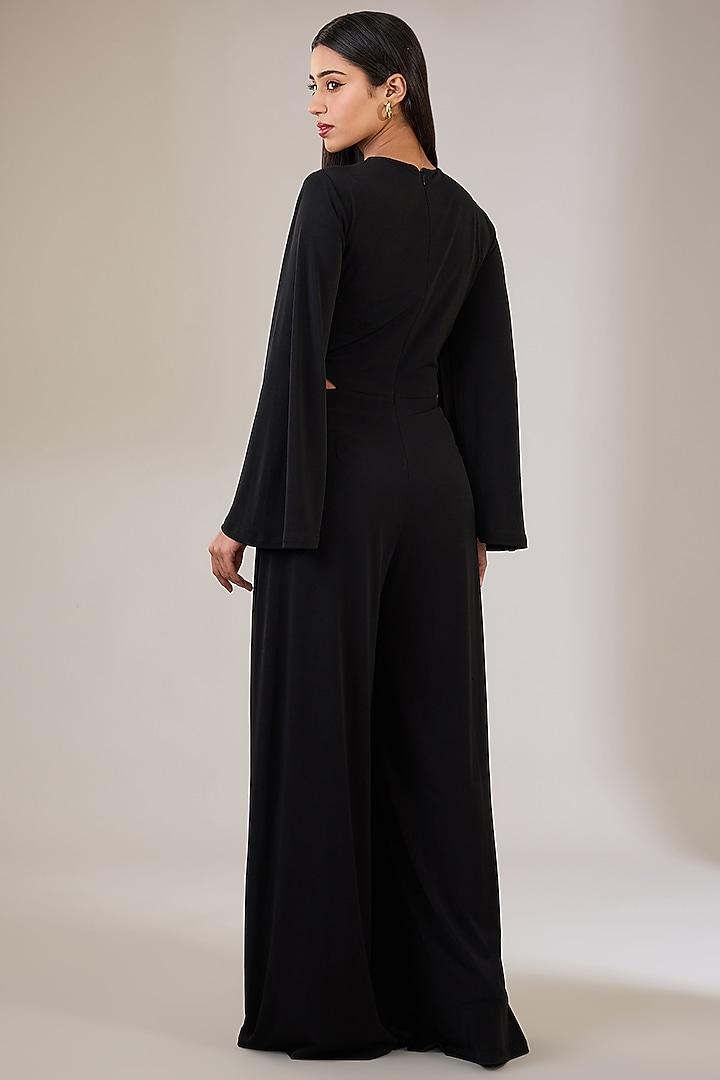 Black Jersey Hand & Machine Embellished Jumpsuit by Namrata Joshipura at Pernia's Pop Up Shop