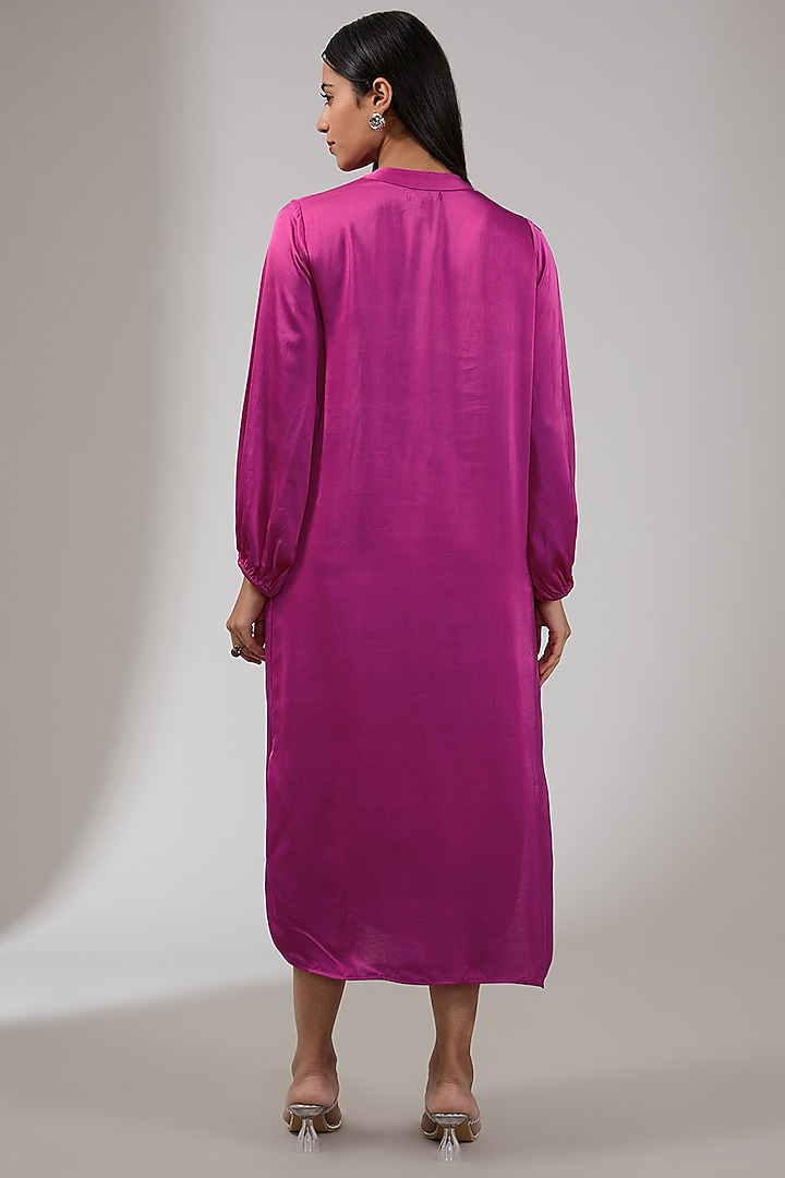 Ruby Satin Linen Floral Hand & Machine Embellished Cocktail Dress by Namrata Joshipura at Pernia's Pop Up Shop