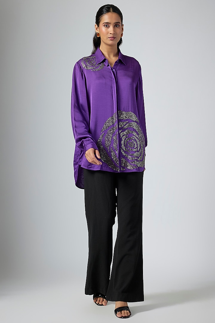 Purple Modal Linen Shirt by Namrata Joshipura at Pernia's Pop Up Shop