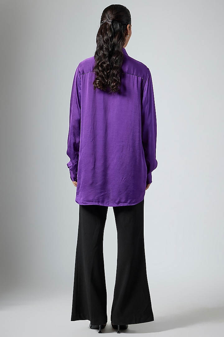 Purple Modal Linen Shirt by Namrata Joshipura at Pernia's Pop Up Shop